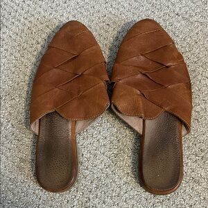 Seychelles Brown Woven Leather Mule Slides